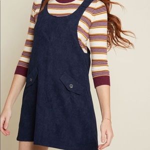 ModCloth navy blue corduroy jumper dress overalls